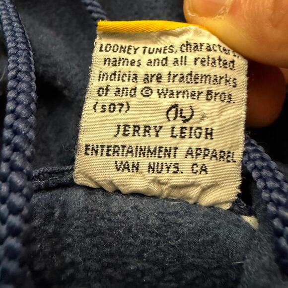 Vintage Looney Tunes Tweety Bird Sylvester Full Zip Hoodie Large Blue Fleece 90s - Picture 5 of 7